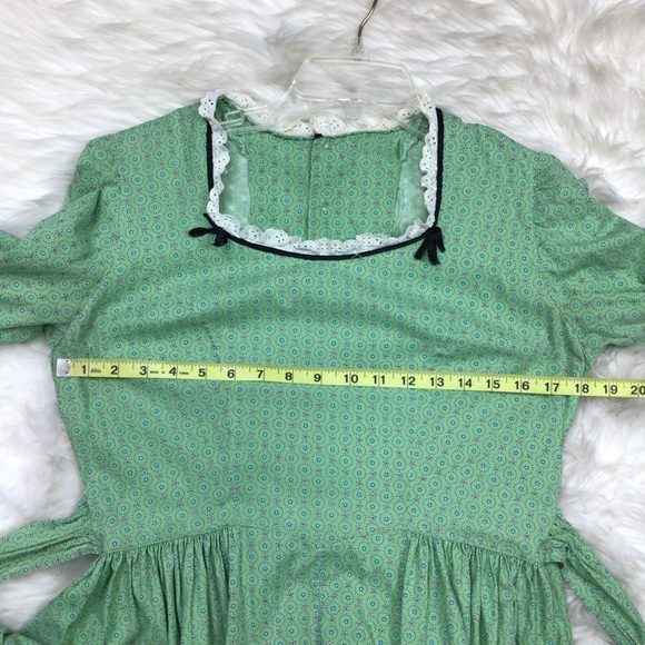 Vintage 30’s Handmade Prairie Peasant Maxi Dress Micro Floral Bow Cottage-core - Picture 12 of 15